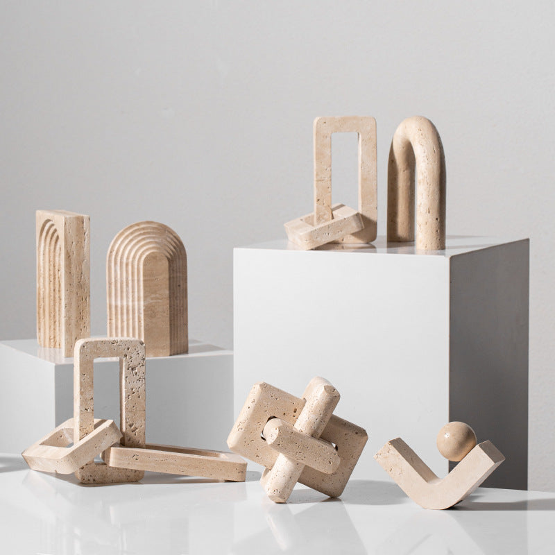 A geometric simulation travertine ornament