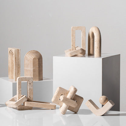 A geometric simulation travertine ornament