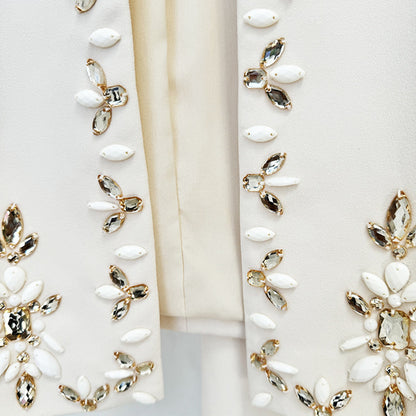 A Heavy Industry Beaded Cardigan Jacket Split Skirt Set, Two-piece Set