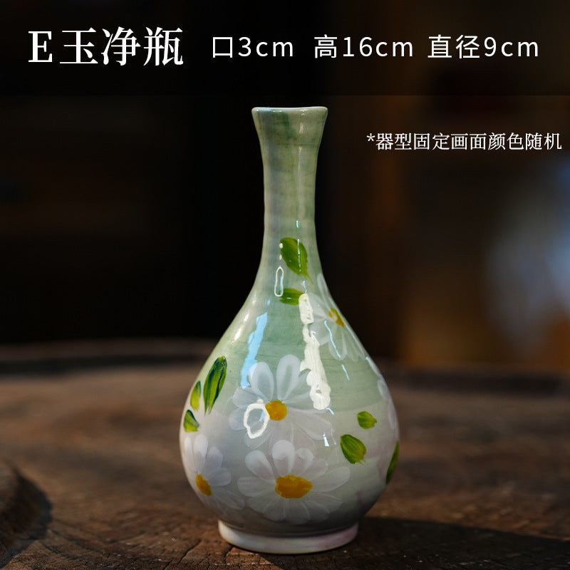 A Jingdezhen handmade oil painting vase dried flower home decoration TV cabinet ornament wine cabinet TV cabinet ceramic flower device
