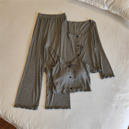 A Modal pajamas women's spring, autumn and winter sexy with chest pads, summer suspenders, trousers can be worn outside, simple loungewear cover - Mixbatch