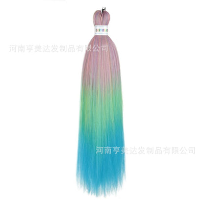 A EZ Color 26inch Women Chemical Fiber Long Straight Hair Large Easy Braided Hair Low Temperature Silk Long Straight Hair Wig - Mixbatch
