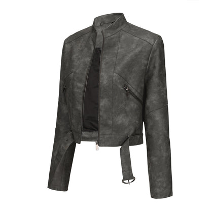 A women's leather jacket