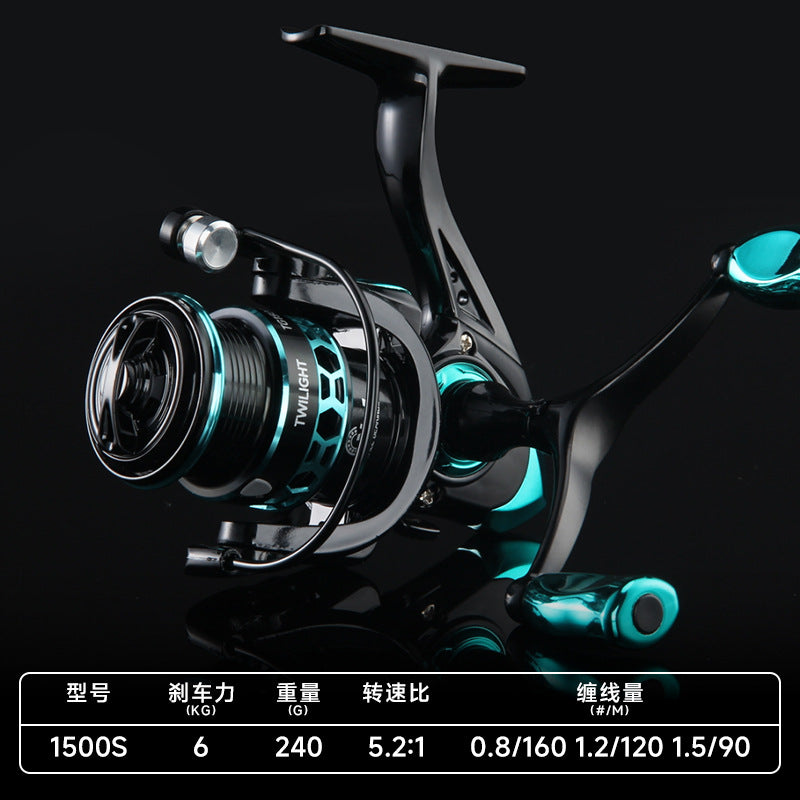 بكرة صيد معدنية سوداء بالكامل، بكرة صيد صغيرة، بكرة صيد لقصبة الصيد البحرية، بكرة صيد كبيرة DK (سمكة وزنها 16 كجم)