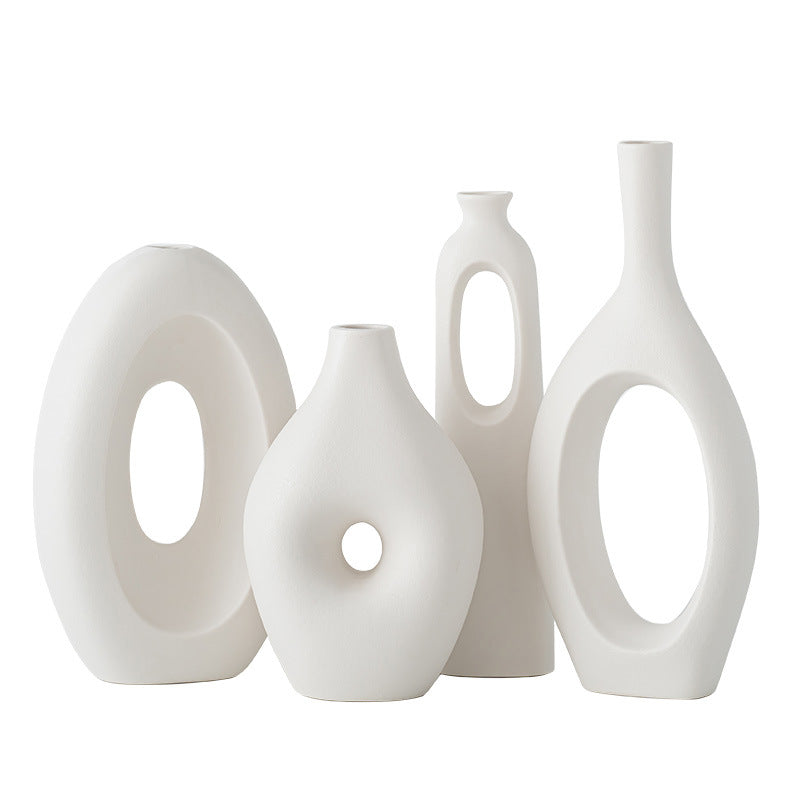 A Creative Nordic Art Ceramic Vase Ornament Living Room TV Cabinet Wine Cabinet Flower Arrangement Ornament Model Room Flower Ware