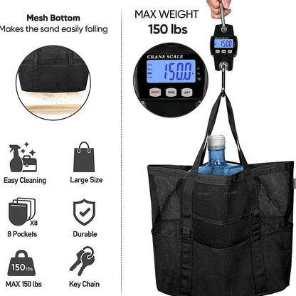 A mesh eye bag mesh portable beach bag large capacity toy storage bag bathroom wash swimming bag