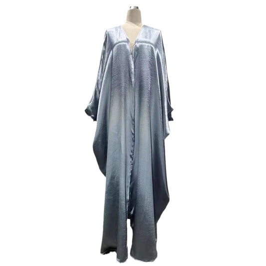 New Middle East Muslim Dubai Clothing Fashion Elegant Cardigan Snowflake Satin Dress Robe - Mixbatch