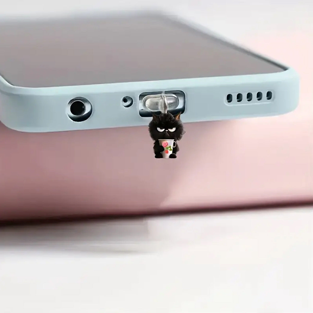A cute black cat acrylic pendant, mobile phone dust plug, suitable for Apple mobile phone charging interface and Type-c interface