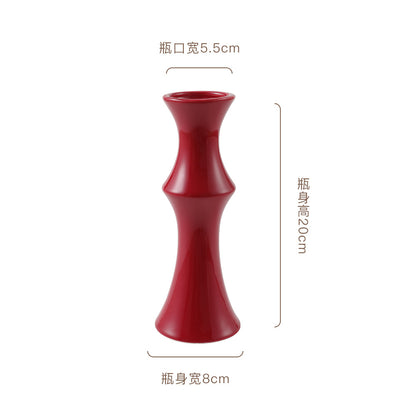 A new retro ceramic vase, high-end ornament ins wind New Year's red medieval high-value hydroponic vase