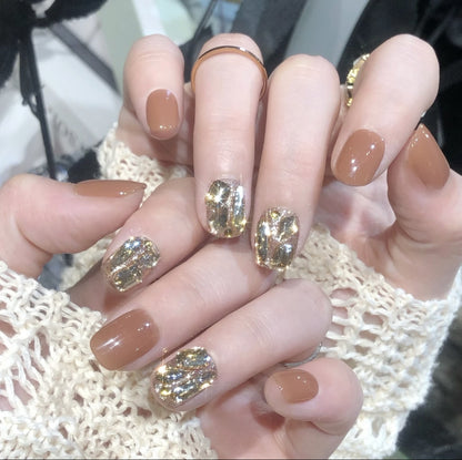 A Yi Yi Dance 30 pieces Handmade white moonlight cat eye manicure pieces Gentle temperament cat eye aurora wearing armor Xiaohongshu explosion - Mixbatch