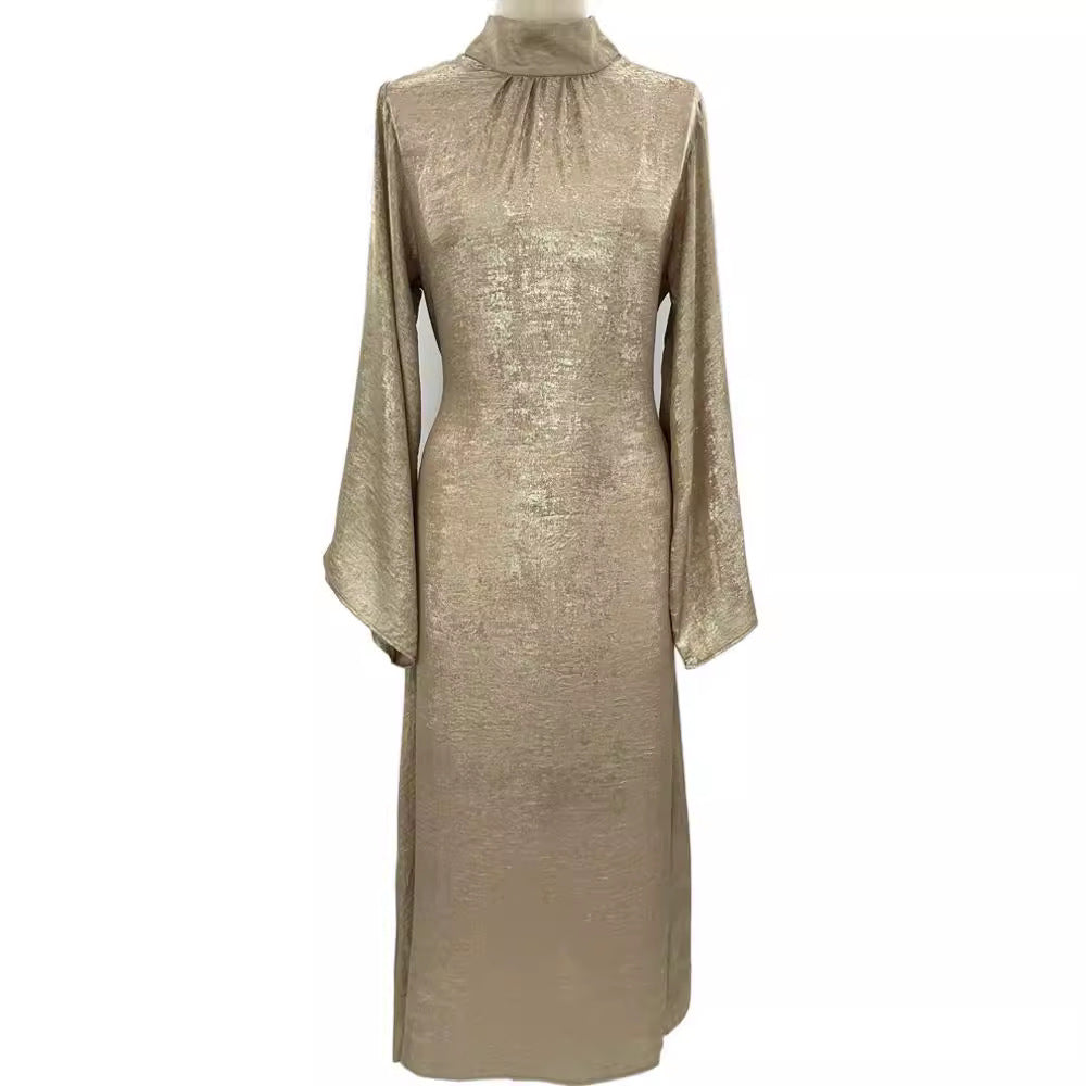 Muslim Women's Dress Dubai Morocco Middle Eastern Dress Flash Bronzing Dress Robe - Mixbatch