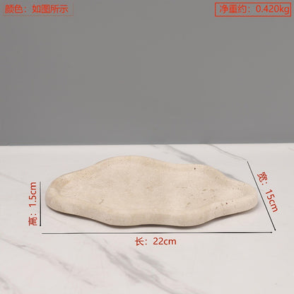 صينية زخرفية دائرية الشكل مصنوعة من رخام الترافرتين 