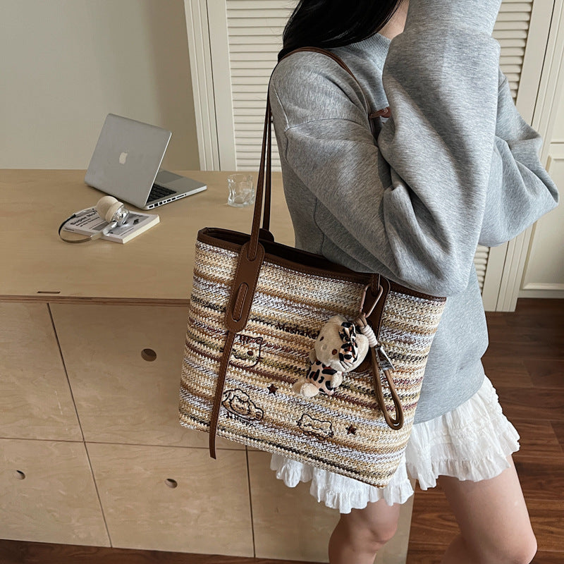 A straw bag shoulder bag
