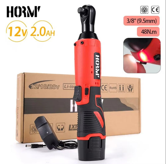 A 3/8 inch cordless electric wrench 65Nm right angle ratchet wrench 12V rechargeable car maintenance angle wrench