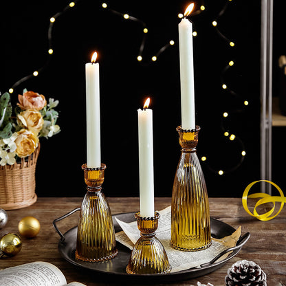 A glass candlestick ornament