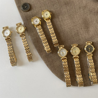 A Ladies Quartz Watch Female Retro Mini Disc Small Luxury Steel Belt