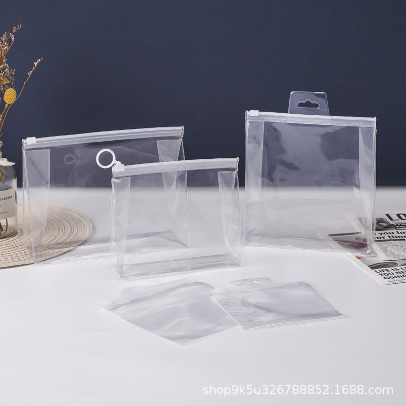 A transparent matte pvc zipper bag, cosmetic skin care tool storage bag, transparent jewelry packaging bag