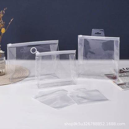 A transparent matte pvc zipper bag, cosmetic skin care tool storage bag, transparent jewelry packaging bag