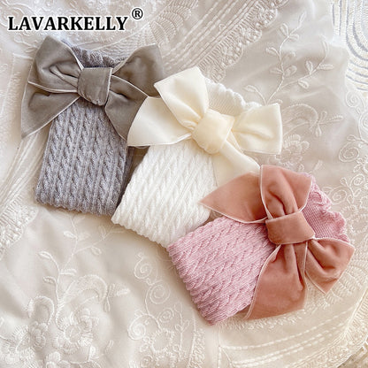 A flannel bow children's socks heel-less lace knee stockings baby medium stockings baby socks - Mixbatch