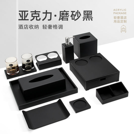 Acrylic hotel toiletries storage box bathroom sink disposable toothbrush storage box tray tissue box