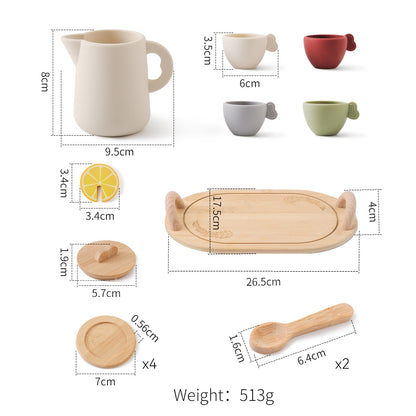 A children's play house toy silicone afternoon tea set baby role play can bite boiled silicone toy