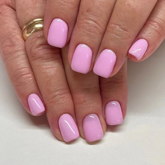 A short glossy square nail girl, light pink, fresh, fashionable and cute, solid color wearing nail art patch, foreign trade 24 pieces - Mixbatch