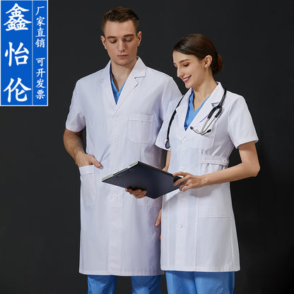 A Medical White Coat Short Sleeve Long Sleeve Pharmacy Dental Hospital Doctor Nurse Laboratory Beauty Salon Workwear Spot