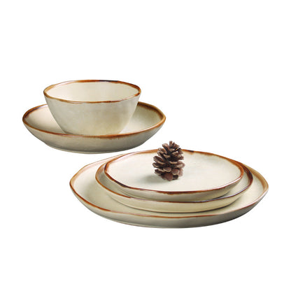 A retro ceramic plate high-value hotel tableware set Japanese and western food plate can be heated in microwave oven salad dishes