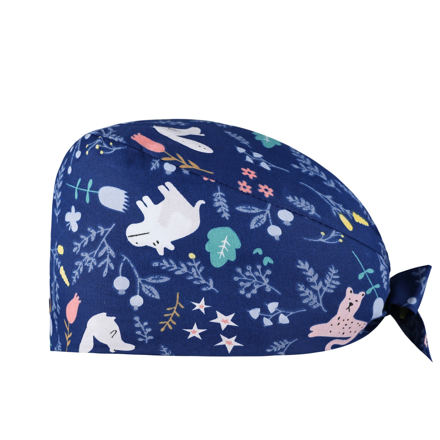 A Surgical cap Printed cap Pure cotton female nurse Baotou Fluffy cap Adjustable Baotou cap Female confinement