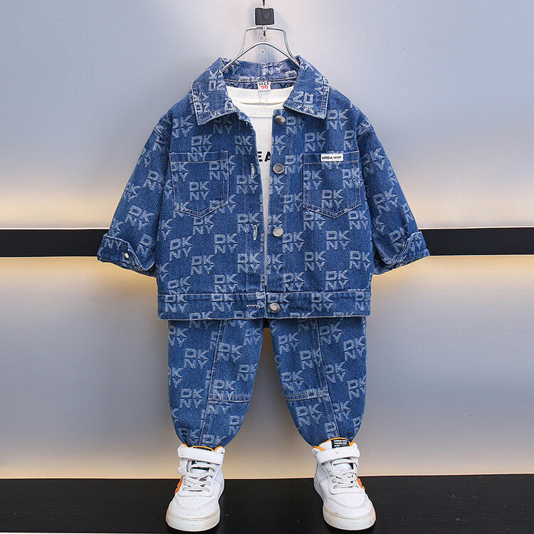 A children's suit denim two-piece set