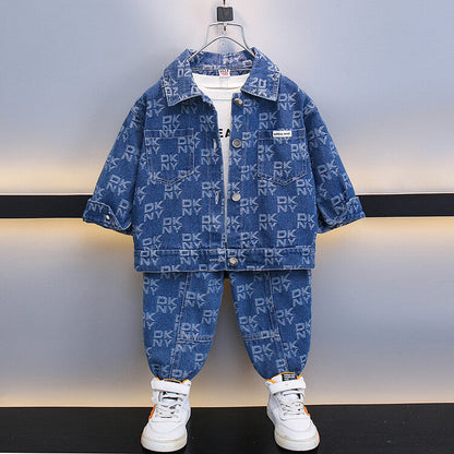 A children's suit denim two-piece set
