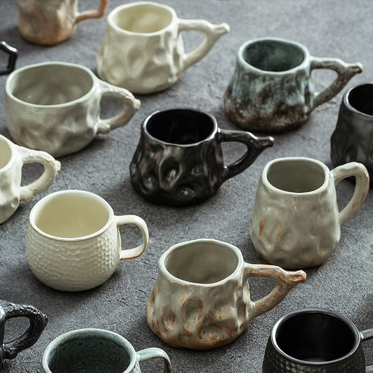 A ceramic coffee cup and saucer set