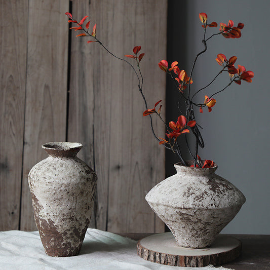 A wabi-sabi wind ceramic vase coarse pottery vase flower arrangement retro nostalgic handmade B & B hotel zen ornament new Chinese style