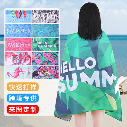 A microfiber double-sided velvet beach towel