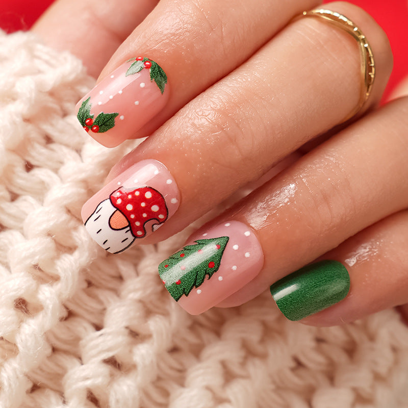 A cross-border explosion European and American style nail piece with diamond long square French manicure three-dimensional love broken diamond wearing nail wholesale - Mixbatch