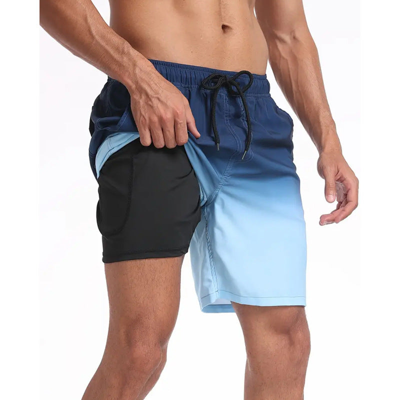A Summer Men's Double Beach Pants Men's Casual Five-Point Shorts - Mixbatch