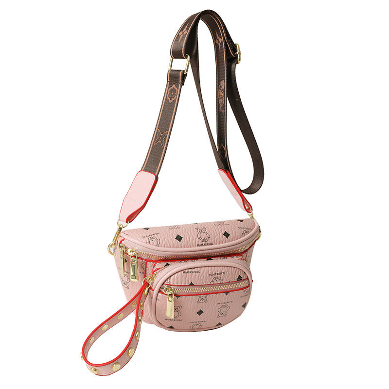 A new retro multi-layer shoulder messenger bag simple fashion with ribbon breast bag women's trend