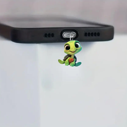A cartoon cute green turtle acrylic mobile phone dust plug for Apple Lightning interface and Type-c