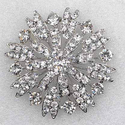 A European and American round rhinestone corsage, bridal brooch, retro high-end simple full diamond pin wedding dress with accessories - Mixbatch