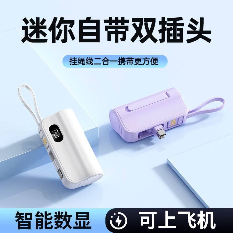 A mini capsule power bank with dual plugs mobile power supply