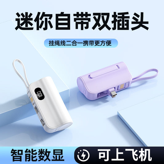 A mini capsule power bank with dual plugs mobile power supply