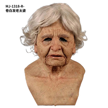 A Breaking Bad old white mask bald old man latex hood Halloween Cosplay funny props