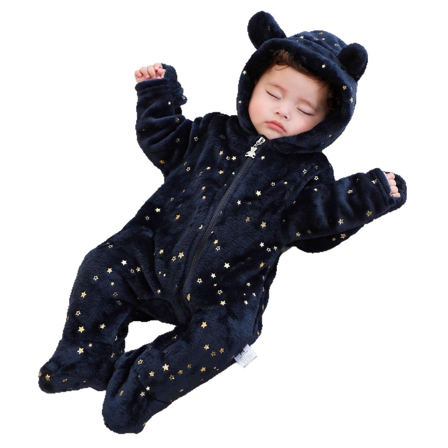 A baby onesie velvet spring and autumn clothes going out clothes baby autumn and winter foot-wrapped Romper climbing clothes