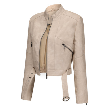 A women's leather jacket