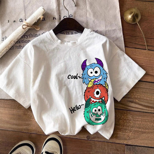 A printed short-sleeved t boys and girls summer new round neck cotton top children's clothing - Mixbatch