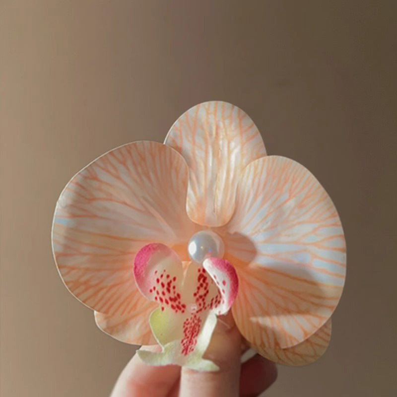 A Super Immortal Phalaenopsis Hairpin Purple Side Flower Hair Accessories Flower Clip Versatile Hairpin Antique Headdress Female Mori