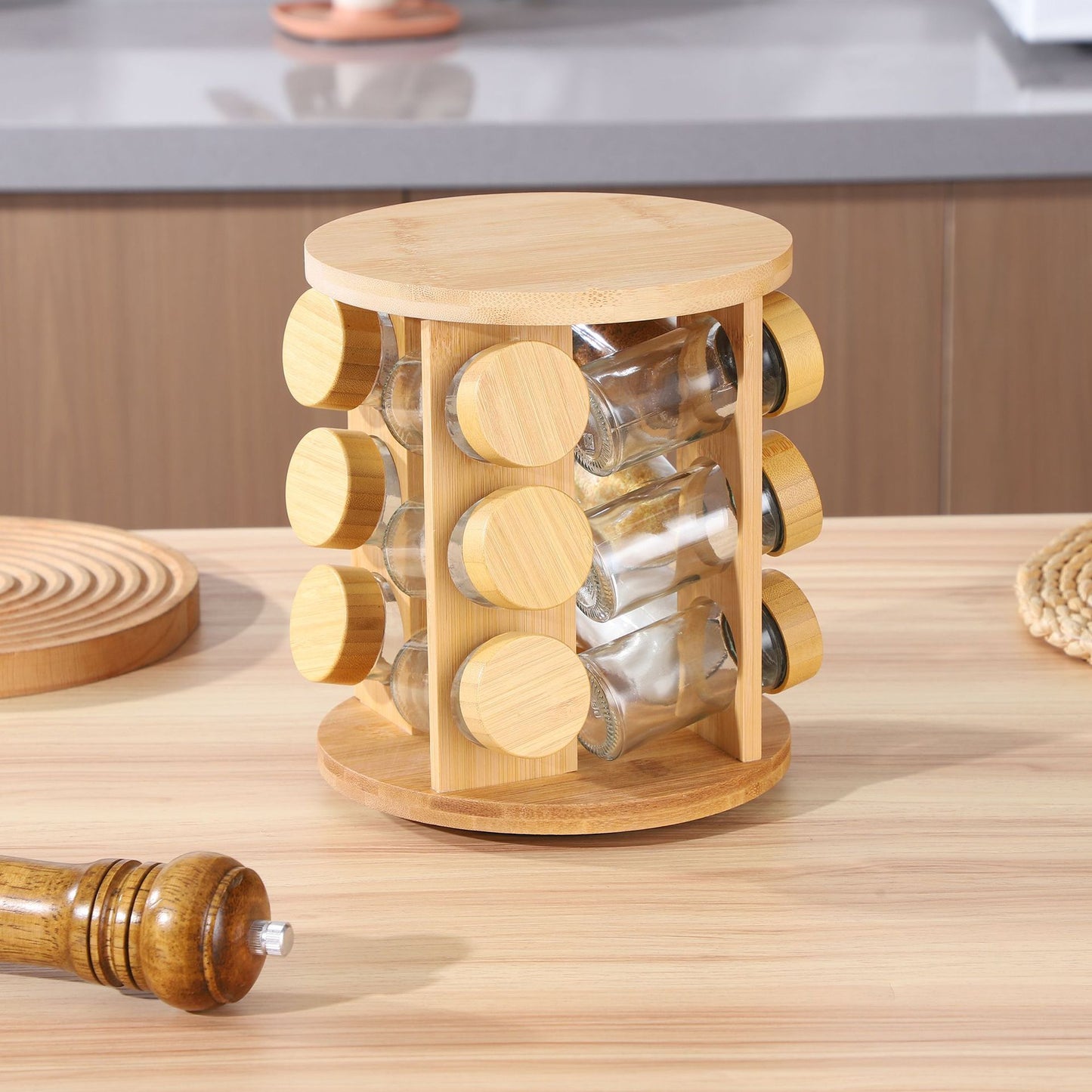 رف توابل من الخيزران 