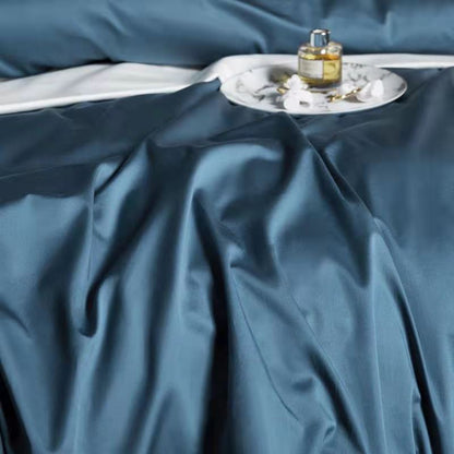 High end 180 thread long staple cotton four piece set of European light luxury all cotton satin high-density solid color hotel bedding - Mixbatch