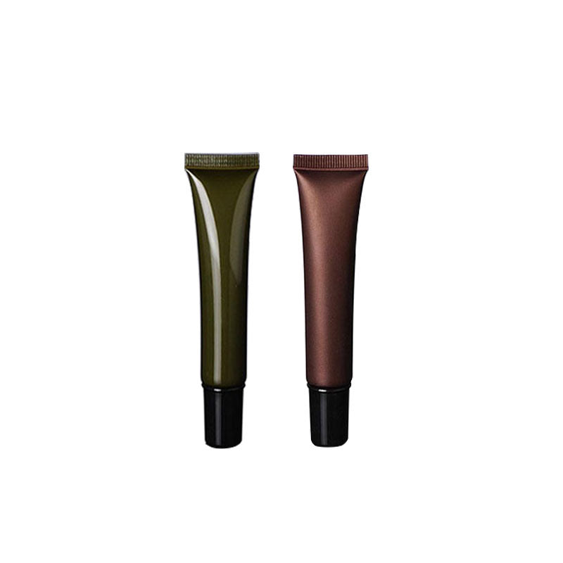 A 20g brown eye cream tube with plastic black cover pickle green facial cleanser hose, cosmetic plastic packaging bottle - Mixbatch