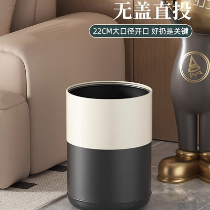 A black walnut wood grain trash can